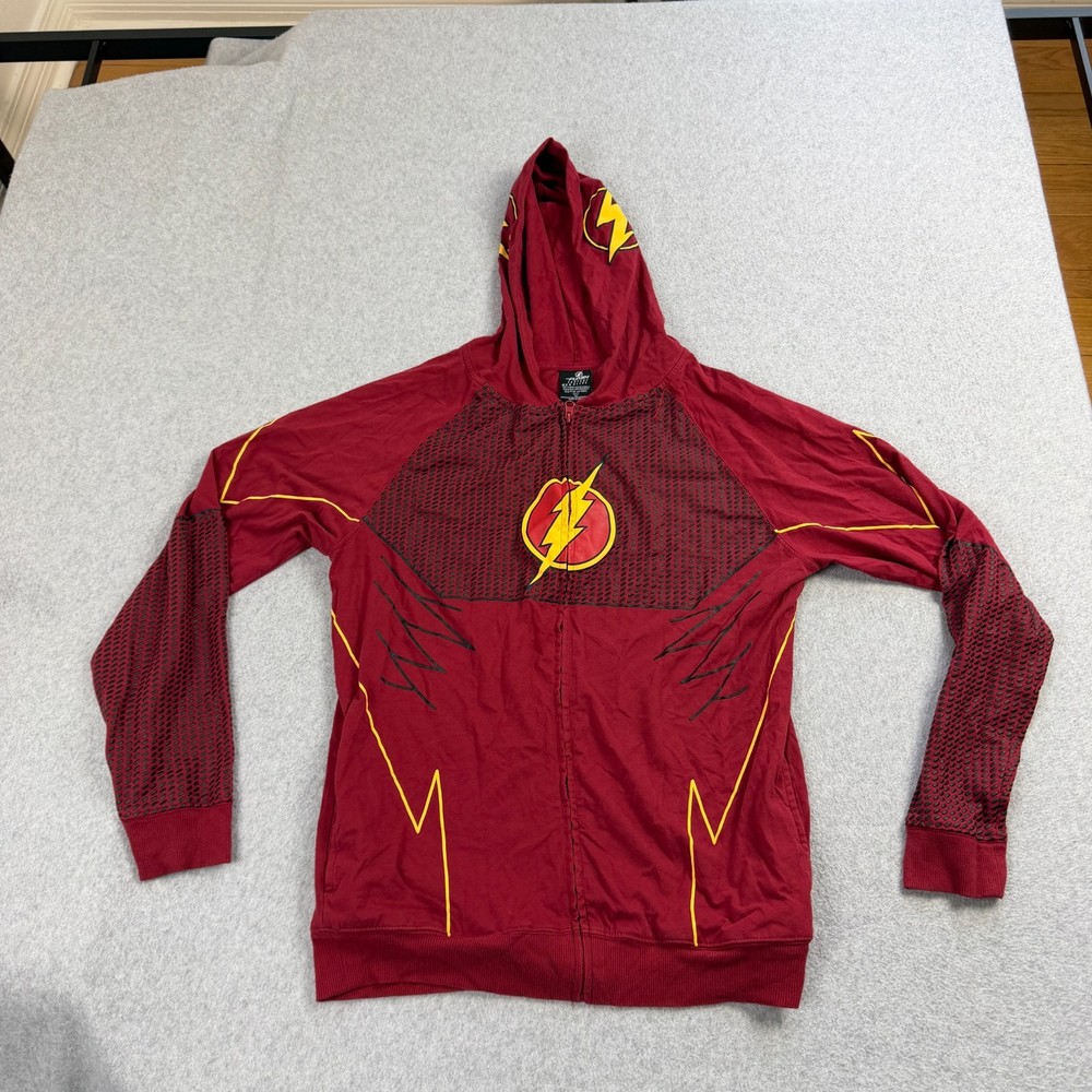 DC Comics The Flash Hoodie Mens Medium Red Graphic Full Zip