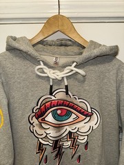 High Society Hoodie Men’s XL Gray Eye Graphic Heavyweight Streetwear H#13