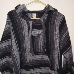 Molina Pullover Mexican Baja Pocket Hoodie Striped Colors Mens – Size M Hippie