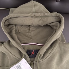 NIKE Air Jordan Size L Brooklyn Fleece Full-Zip Hoodie Olive (FV7289 222)