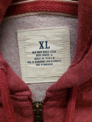 Old Navy Basic Issue Men Hoodie XL Red Full Zip Raglan Sleeve Pockets Casual