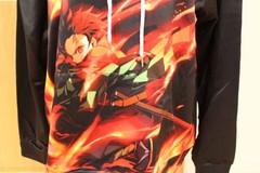 Anime Hoodie Bright Color Sweatshirt Novelty Orange Pattern Size Medium