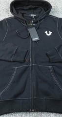 $119 NWT True Religion Zip Hoodie Men’s Large Jet Black Buddha Logo