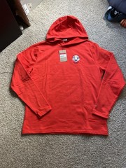 Nike Dri Fit Tour Lightweight Hoodie 2025 Ryder Cup Bethpage Black – Red Size L