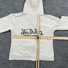 Vintage 90s Von-Dutch Full-Zip Hoodie Teens XL 17×19 White