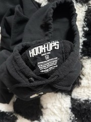 Hook-Ups Black Alice Rabbit Graphic Print Pullover Fleece Hoodie Pockets Mens M