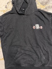 Muscles in Progress Panda Gym Workout Black Mineral Wash Hoodie