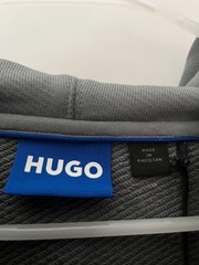 Hugo Boss Niftyhood Logo French Terry Hoodie Bubble Letter Gray Men’s Size Small