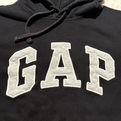 Gap Hoodie Small Unisex Black Embroider Arch Logo Fleece Lined Kangaroo Pockets