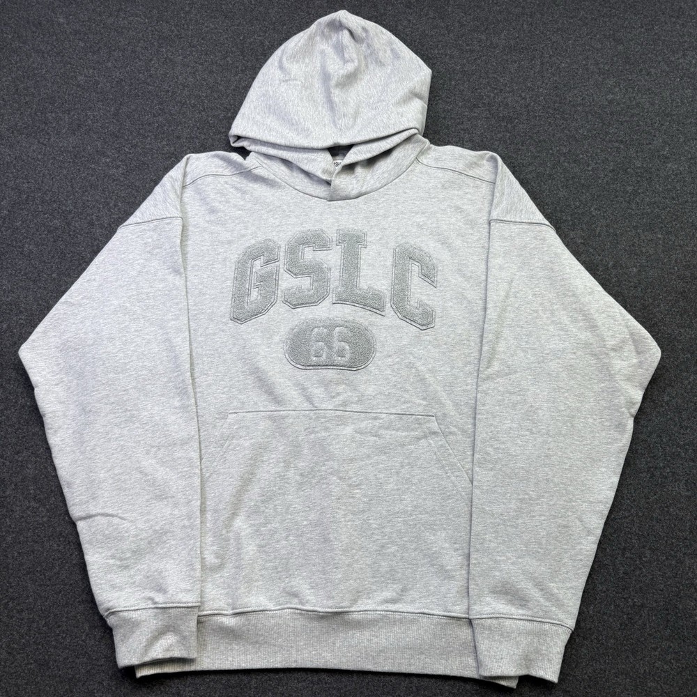Gymshark GSLC Hoodie Med Gray Embroidered Gym Lifting Club Pullover Sweatshirt