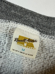 Mens M Gold Tag Russell Sweatshirt Crewneck Cotton Rayon Boxy Vintage Blank Gray