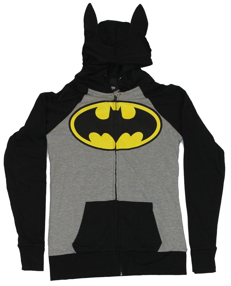 Batman (DC Comics)Girls Reversible Hoodie Sweatshirt – Batman Logo Comic Panels