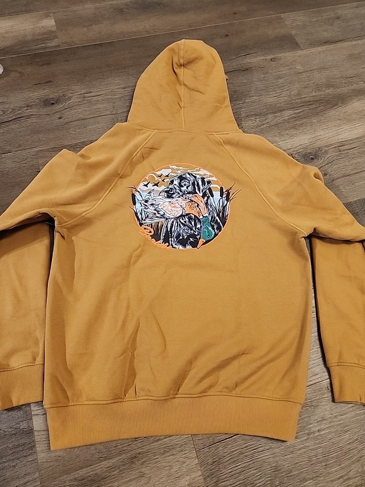 Burlebo Hoodie Mens Medium Duck and Dog Graphic Pullover Outdoors Hunter NEW