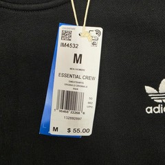 Adidas Essential Crewneck Sweatshirt Mens Black IM4532 Men’s Size Medium