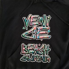 Hill Brand Unisex Hooded Sweatshirt Large Black Venice Beach California USA Made