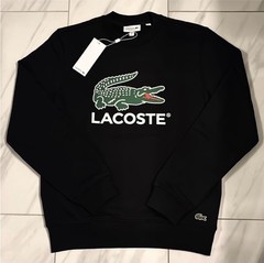 Lacoste Men’s Croc Logo Pullover Sweatshirt Black Green White $155 New