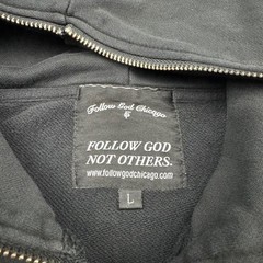 Follow God Chicago Black Graphic Zip Up Hoodie Christian Streetwear L