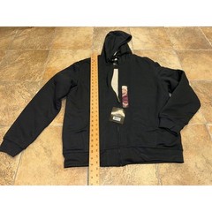 Berkley Jensen Mens Sherpa Lined Hoodie Full Zip Black Sweatshirt XL NWT 284926