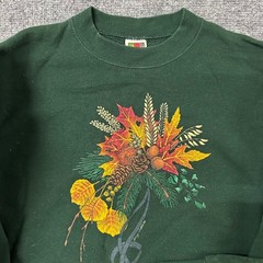 Fruit of the Loom Sweatshirt Mens Size L Green Vintage Autumn Graphic