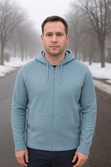 Modern Ambition Men’s Full Zip Hoodie Sweater, Blue, Size M
