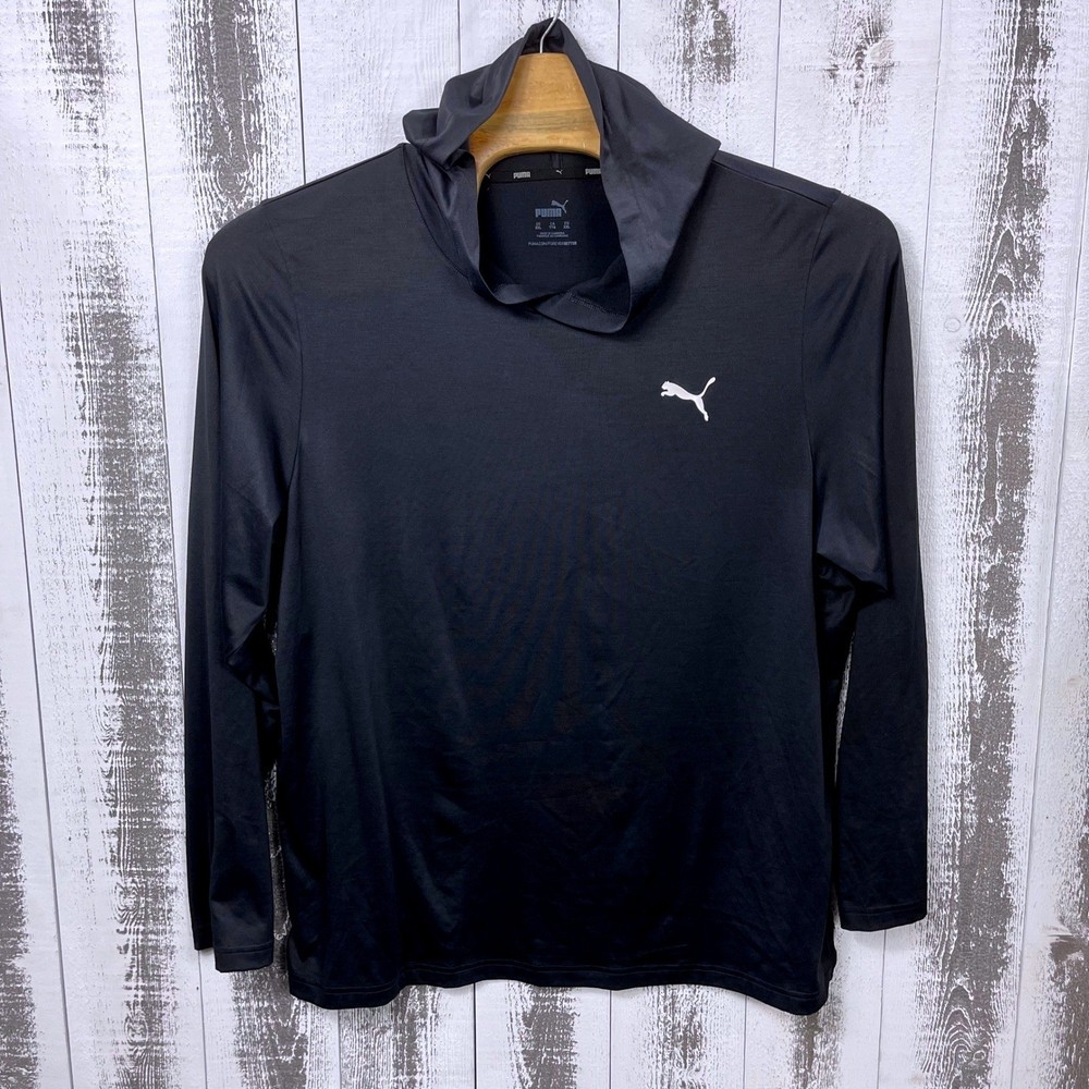 Puma Performance Hooded Long Sleeve Shirt Black Men’s XXL Lightweight Activewear