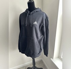 Men’s Adidas Black Feel Cozy Essentials Fleece Pullover Hoodie Size L
