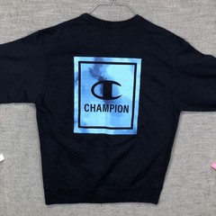 Champion Sweatshirt Mens M Dark Navy Blue Gradient Logo Fleece Pullover