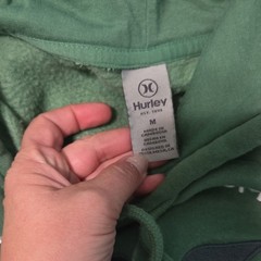 Hurley Men’s Green Fleece Pullover Hoodie Size M Logo Graphic Print Pockets