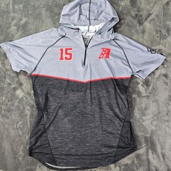 Novus Custom Performance Short Sleeve Zip Hoodie S Gray Red Salute Jersey 15