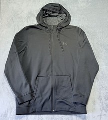Black Under Armour Full Zip Up Hoodie Sz XL, Front Pockets, Hood String