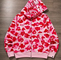A Bathing Ape BAPE Pink Camo Full Zip Hoodie Men’s L Hooded Pockets