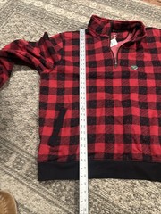 LL Bean Men’s XXL Traditional Fit 1/4 Zip Deep Red Check Sweatshirt
