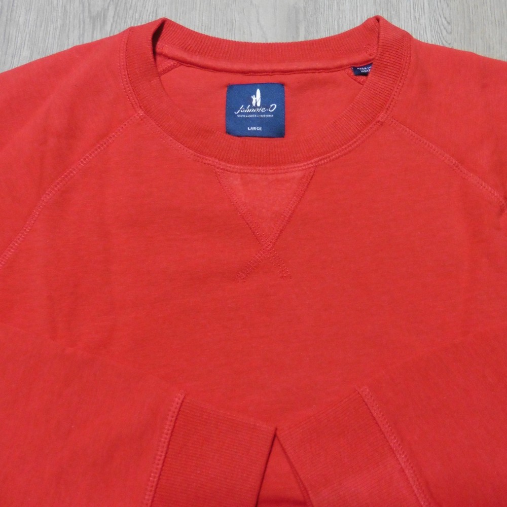 JOHNNIE-O Mens L LARGE SWEATSHIRT CREWNECK FREEMAN RED PULLOVER GOLF