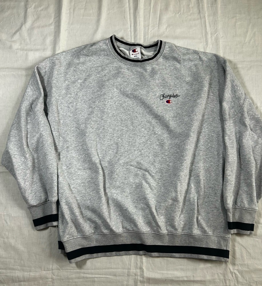 Champion Men’s XXL University Script Sweatshirt Light Heather Gray EUC