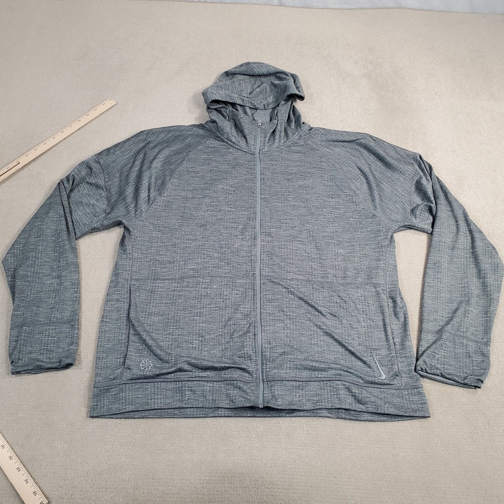 Nike Yoga Hoodie Mens Extra Large Gray Sweatshirt Full Zip Dri Fit FB7778 065