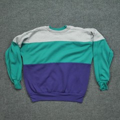 Vintage MTO Sport Sweatshirt Adult Medium Purple Green Colorblock Pullover 90s