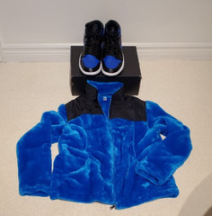 2PC Nike Jordan 1 Hyper Royal Blue/Black Combo Athletic Jacket M-L Sneakers 11