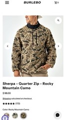 Men’s Burlebo Sherpa Quarter Zip Large Rocky Mountain Camo Fleece Pullover