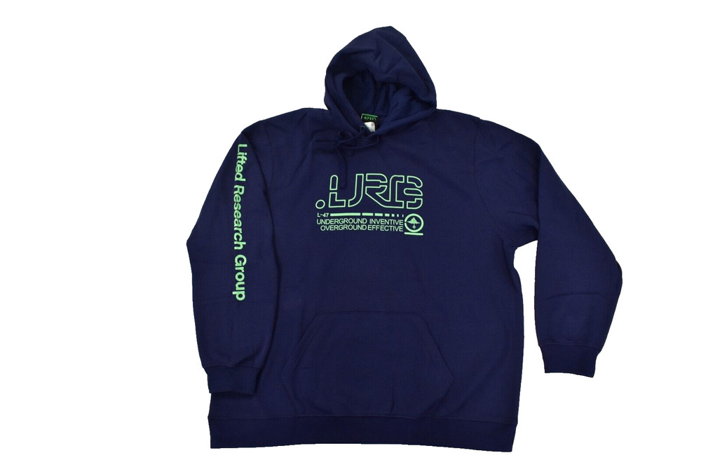 Lifted Research Group LRG Mens Original Overground Effective Navy Hoodie NWT 4XL