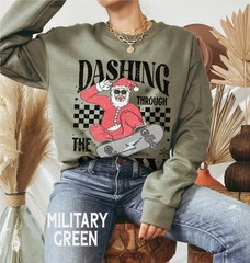 Dashing Santa Christmas Sweatshirt Holiday Festive Winter Gift Apparel