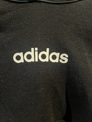 adidas Teens L Black Pullover Hoodie Cotton Blend Fleece Logo Pockets