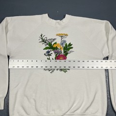 Vintage 90s Frog And Flower Crewneck Sweatshirt White Large Cute Spring VTG