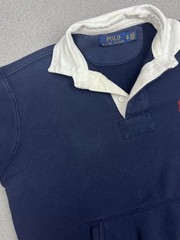 Polo Ralph Lauren Sweatshirt Mens XS Blue Rugby Pullover Kangaroo Pocket Pony