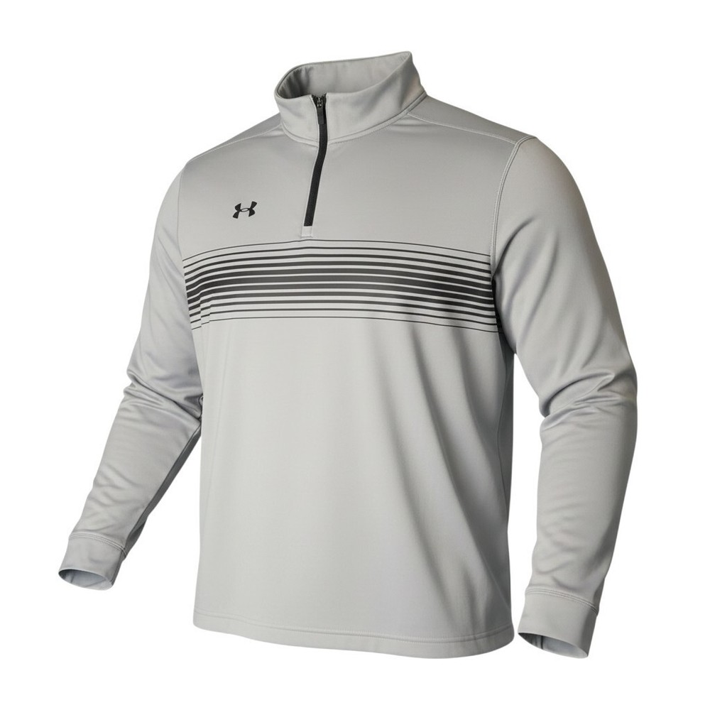 Under Armour Mens Size 2XL 1/4 Zip Pullover Gray Black Stripe Athletic Sweater
