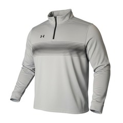 Under Armour Mens Size 2XL 1/4 Zip Pullover Gray Black Stripe Athletic Sweater