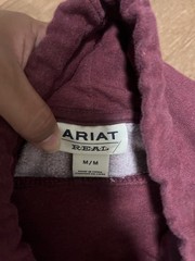 Ariat REAL Men’s Burgundy Pullover Hoodie Logo Graphic Fleece Pockets Size M