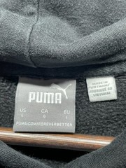 PUMA Hoodie Men Large Black Embossed Logo Cotton Fleece Lined Ribbed Trim Winter