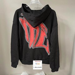 HIP HOP RHINESTONE EMOTION HOODED HOODIE CARDIGAN ZIP HIGH STREET SWEATSHIRT TOP