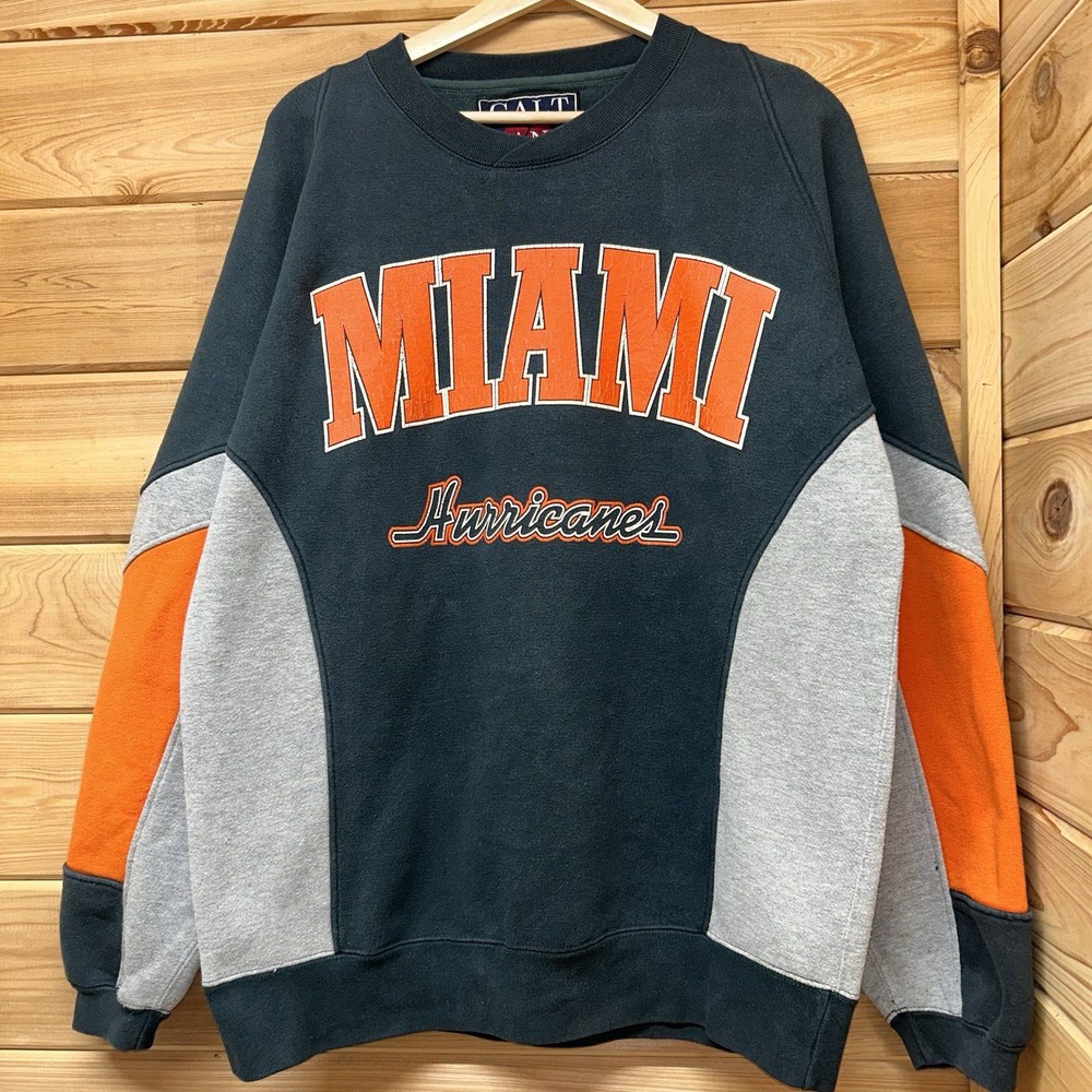 Vintage 90s Miami Hurricanes Collegiate Color Block Crewneck Sweatshirt Size M/L