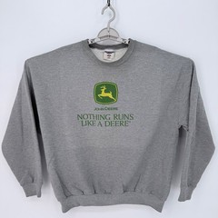 Vintage Jerzees John Deere Sweatshirt Mens XL Gray Crewneck Pullover 90s Y2K